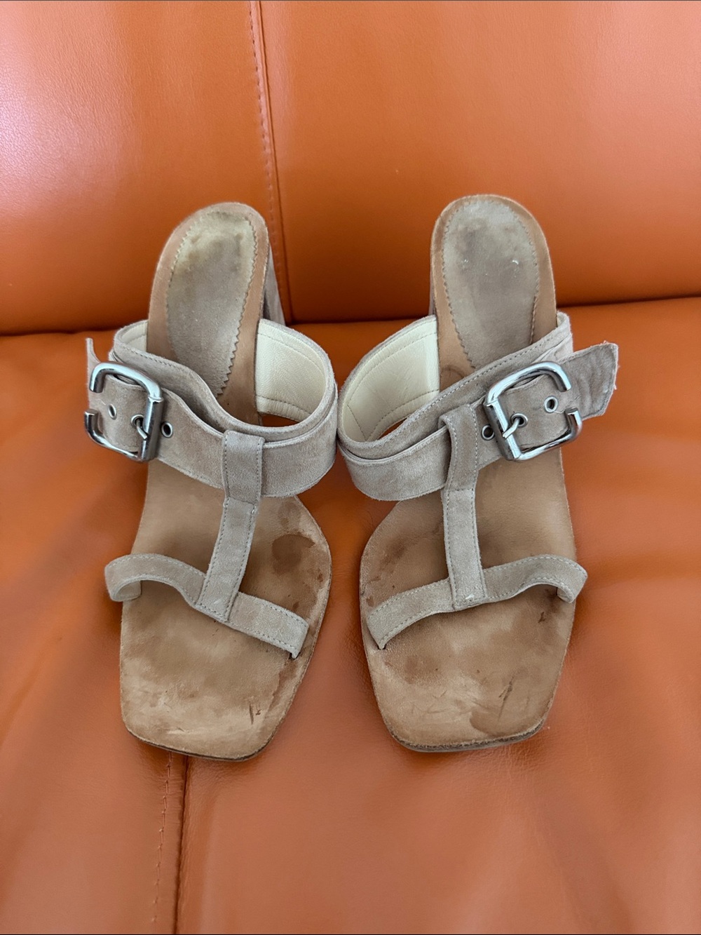 Women’s Suede Slide Sandals in Taupe